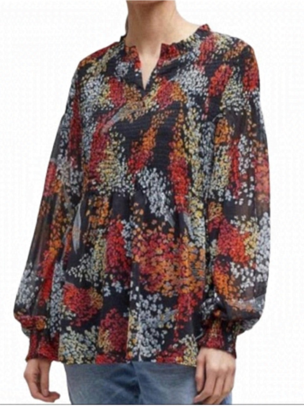 ANTHROPOLOGIE AKEMI + KIM Adria Smocked Top